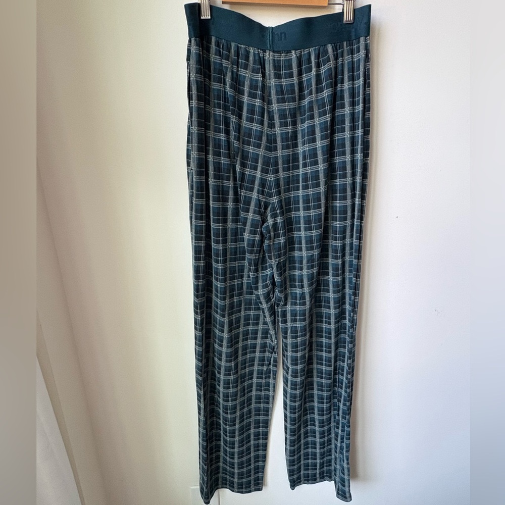 Tommy John Second Skin Men's Sleep Pant Teal Grey Plaid Micro Modal Soft Size M - Picture 2 of 8